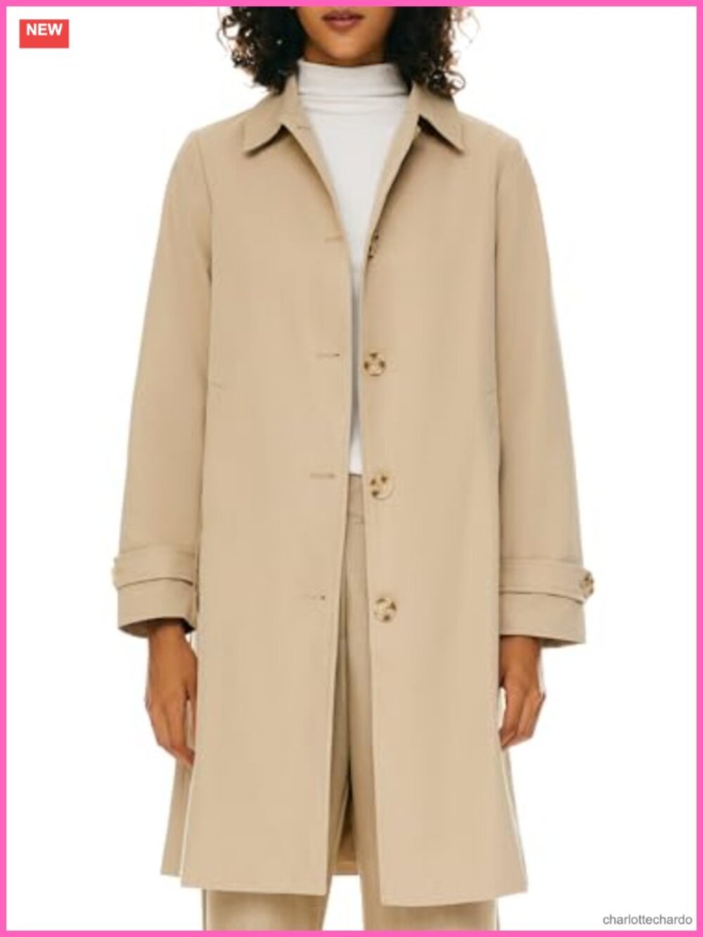 Classic Single Breasted Trench Coat Mid-Long Polyester